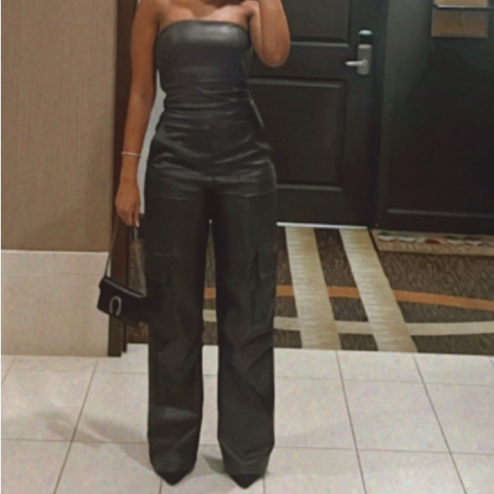 Faux Leather Jumpsuit
